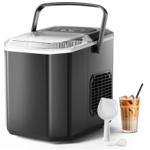 Portable Ice Maker Countertop, Dual-Size(Large/Small) Ice Machine with Self Cleaning, 1.5 Water Tank with Ice Scoop & Basket,9 Cubes in 6 Mins, 12Kg/2