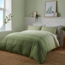 Fusion Contemporary Double Duvet - Reversible Ombre - Light Stripe, Green