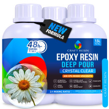 CRAFT RESIN 1.5L Crystal Clear Deep Pour Epoxy Resin Kit - Food Safe & UV Resistant Best for DIY, Art, River Table, Wood, Flower Preservation