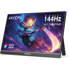 ARZOPA 16.1'' 144Hz Portable Monitor with Kickstand, 106% sRGB 19201080P FHD HDR 144HZ Gaming Monitor, Ultra Slim - Eye Protection-External Second Sc
