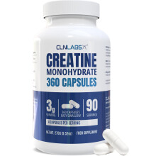 CLN Labs Creatine Monohydrate Capsules | 360 Capsules | 3000mg per Serving | 3 Months Supply | Easy Swallow Compared to Tablets | Unflavoured | Made i
