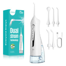 COSLUS C20 Water Dental Flosser Teeth Pick: 2026 Upgraded Portable Cordless Oral Irrigator 300ML Rechargeable Travel Irrigation Cleaner IPX7 Waterproo