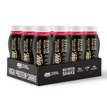 ON High Protein Shake Bottles, Ready To Drink Healthy Snacks, No added sugars, low fat, Post Workout Snack for Men and Women, Strawberry Flavour, 12x5
