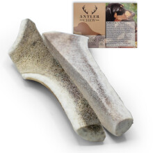 Antler Chew - Easy Chew Large Split Deer Antlers for Dog (Pack of 2, From 12cm, 61-90g), Pizza Shape, Marrow delight, Natural Dog Chew Treat & Toy