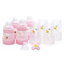MAM Easy Start Anti-Colic Bottle Starter Set | Includes 4X Feeding Bottles and MAM Original Start 0-2 Month Soother | Self-Sterilising | Baby Gift Set