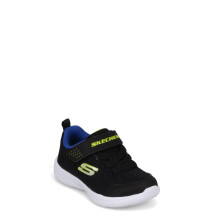Skechers Boy's Skech-stepz 2.0 Mini Wanderer Sneaker, Black Textile Synthetic Blue Lime Trim, 10 UK Child