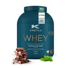 Kinetica Sports Whey Protein Powder - Chocolate Mint, 2.27 Kg, 76 Servings | 23g Protein, 5.5g BCAA Amino Acid & 4.32g Glutamine | Recovery Shake for