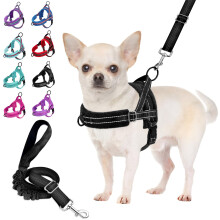 Eyein Dog Harness Small Dog, Anti Pull Heavy Duty Dog Harness and Lead Set, Easy for Walk Vest Harness Soft Padded Reflective Adjustable Anti-Twist Pe