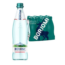 Borjomi Sparkling Natural Mineral Water - Pack of 12 x 500 ml Premium Glass Bottle