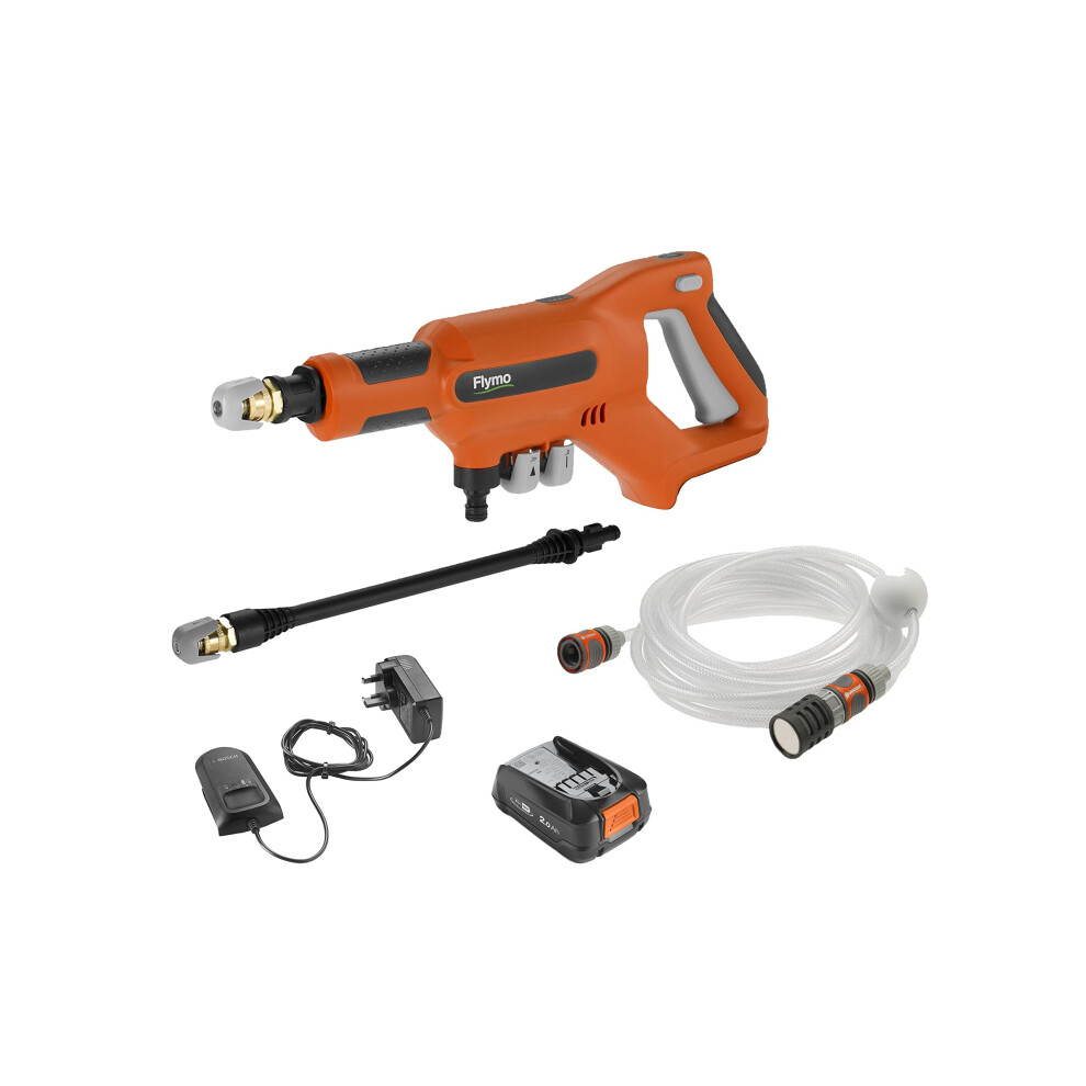 Photos - Pressure Washer Flymo EasiClean Li Portable Pressure Cleaner - 18V Battery with Charger, 200l/h Flow Rate, 6m Hose Length, 3 Nozzle Attachme 