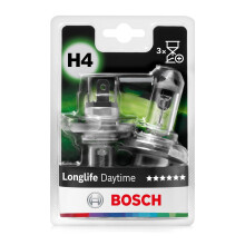 Bosch H4 (472) Longlife Daytime Halogen Headlight Bulbs, 12 V 60/55 W, Long-lasting - Socket Type P43t - Pack of 2 Replacement Car Light Bulbs