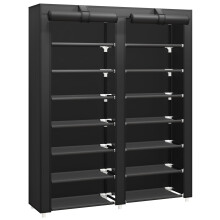 JIUYOTREE 7-Tier Dustproof Shoe Rack Holds 28 Pairs Shoes, Black
