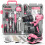 Hi-Spec 81pc Pink 18V Cordless Power Drill Driver Kit for DIY Projects 1