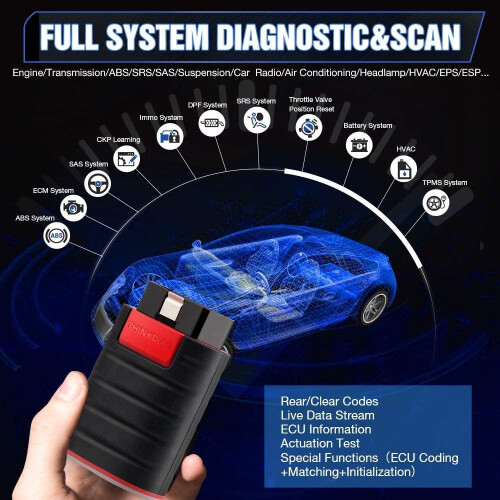 Thinkdiag OBD2 Bluetooth Scanner, All System OE Level Car Diagnostic Tools with Active Test, ECU Coding,15+ Service Functions All Software 1 Year Free 2