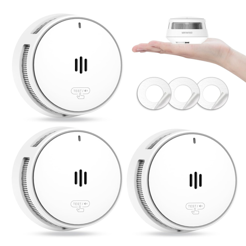 Smoke Alarm, 10 Years Battery, Smoke Alarms For Home, Fire Alarms For Home, Big Test/Silence Button Smoke Alarms, Conforms En14604, Ukca (3 Pcs) 5001219820163