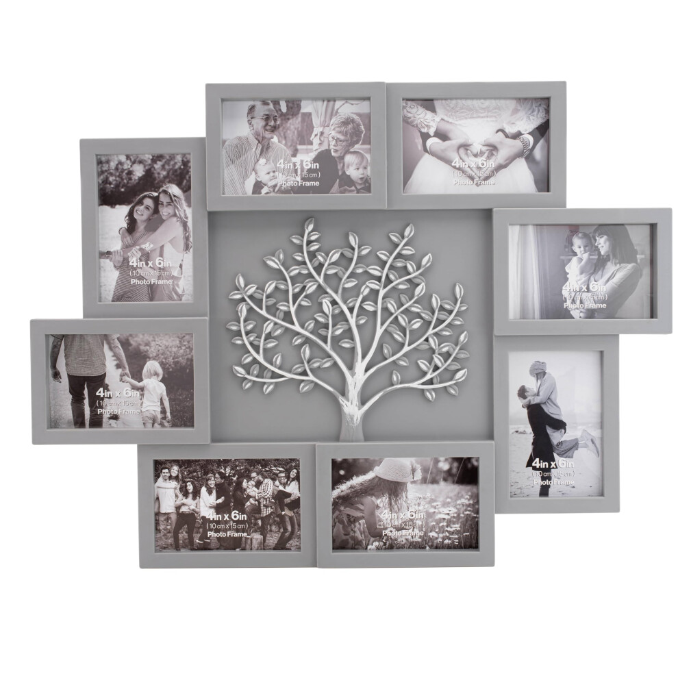 Family Tree Wall Hanging Collage Photo Frame With 6 Picture Holders By Thetford Design ( And Silver) Grey/Silver 659459941381