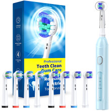 Rotating Electric Toothbrush for Adults with 8 Brush Heads (2 Types), 4 Modes Deep Clean Electric Toothbrush with Rechargeable Power and 2 Min Smart T