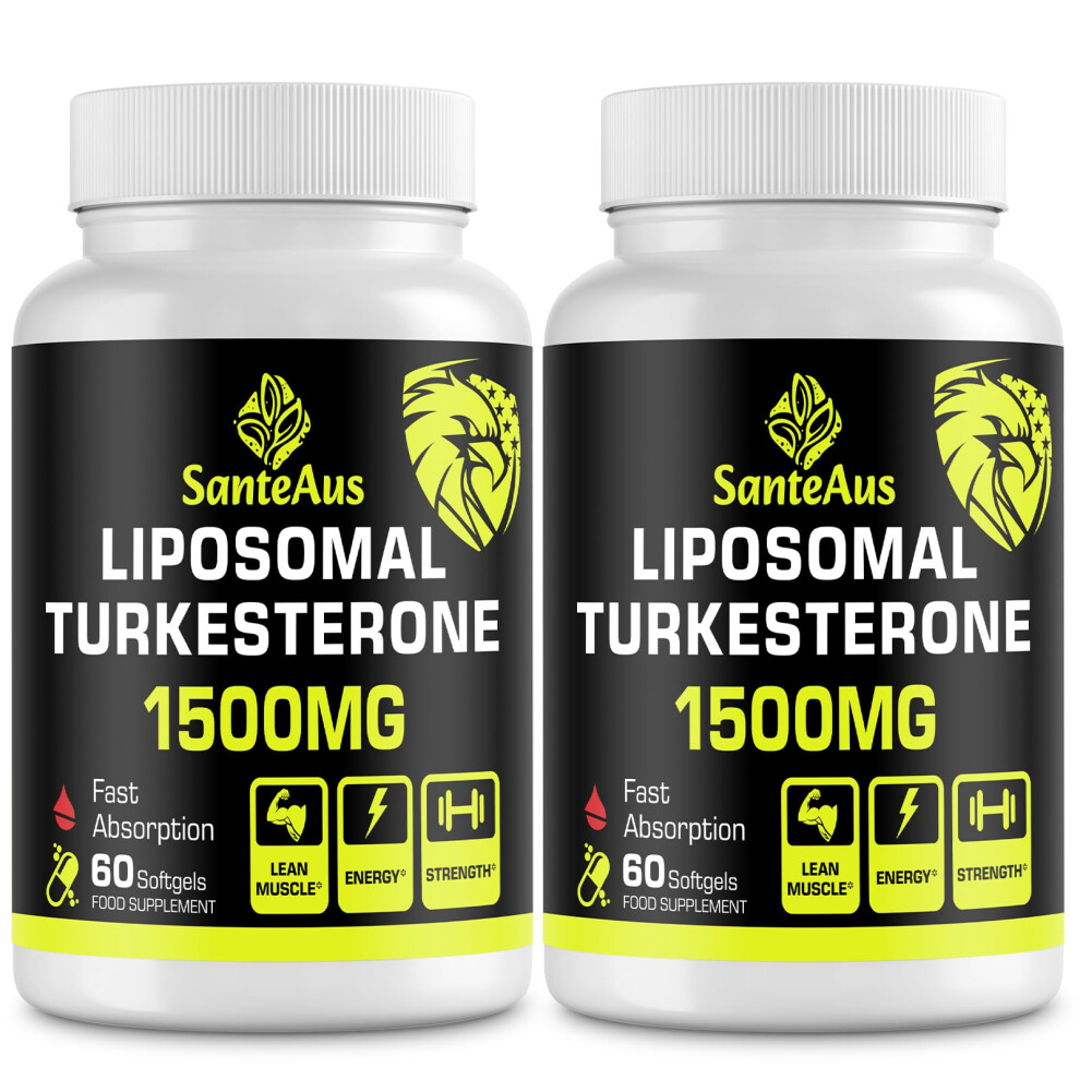Santeaus Liposomal Turkesterone Capsules 1500Mg Supplement,Max Strength Ajuga Turkestanica Extract,Standardized To 20% Turkesterone,Optimal Absorption,Muscle G