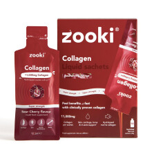 Zooki 11,000mg Super Strength Marine Collagen Liquid Sachets | Hydrolysed Peptides | Ultimate Skin, Hair, Nails, Joints, Bones & Muscles Support (Sour