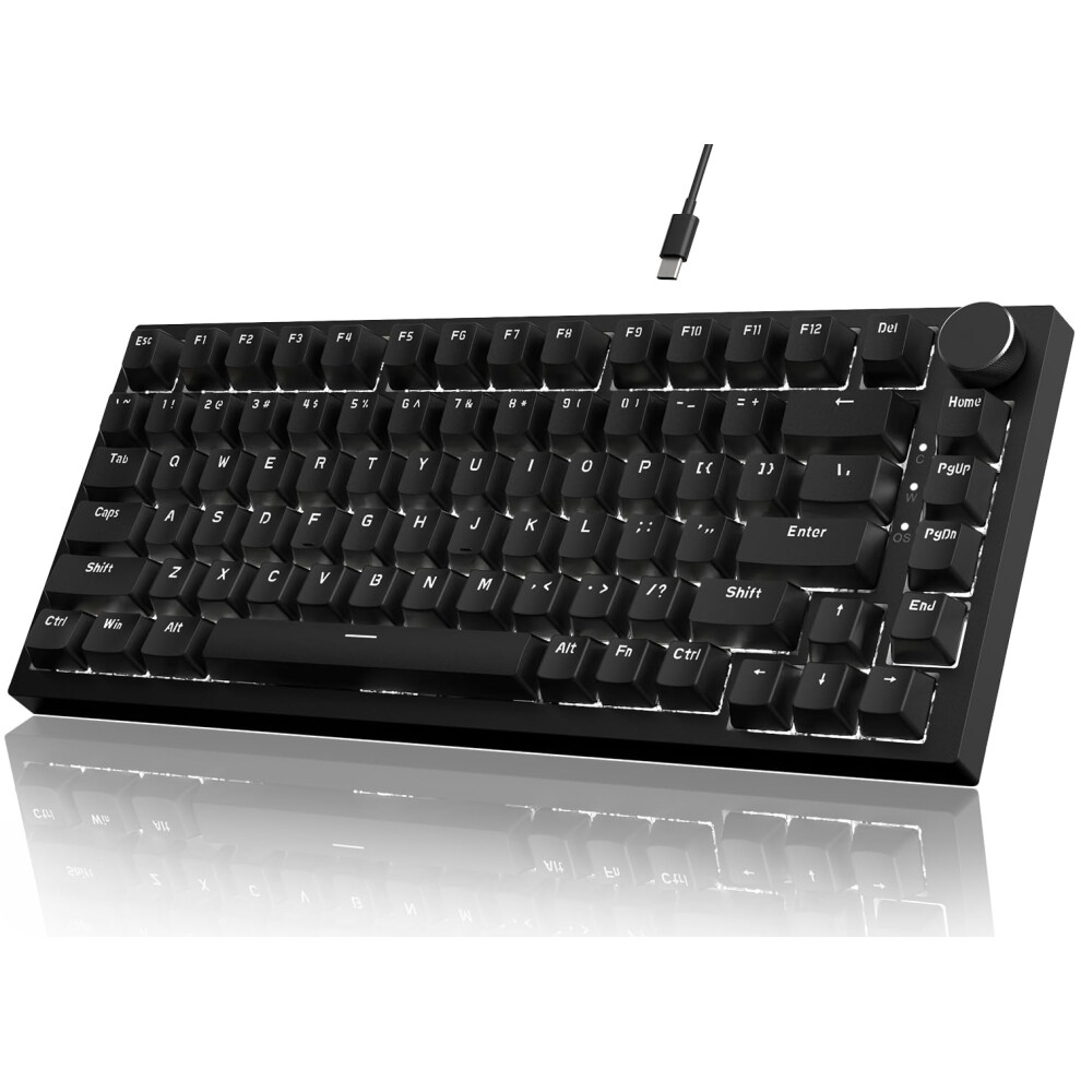 Yindiao Ajazz Ak820 Mechanical Keyboard With Cnc Knob Control,75% Ansi Layout,81Keys Gasket Mount Wired Gaming Keyboard,5 Sound Absorbing Foam,Hot-Sw 5006100698104