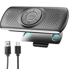 LETRADE Hands Free Car Phone Kit Bluetooth,Support Siri Google Assistant Voice Commands Calls,GPS, Music with TF Card Slot, Magnetic Clip, Automa
