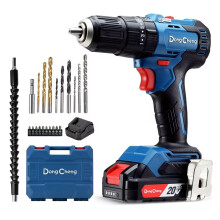 Dong Cheng 20V Brushless Heavy-Duty Impact Drill, 50N.m, 27000 BPM, 13mm Keyless Metal Chuck, 20+1+1 Clutch, Cordless Hammer Drill with 2.0Ah Battery