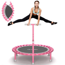 ZCMHAXJ Foldable Mini Trampoline, 40" Rebounder Trampoline for Adults & Kids, 450lbs Capacity with T-Shaped Adjustable Bar