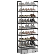 AcornFort S-536 8 Tiers BLACK Adjustable Shoe Storage Shoe Rack Organiser Shelf Hold Stand for 24 Pairs Shoe Sturdy Design, Space Saving