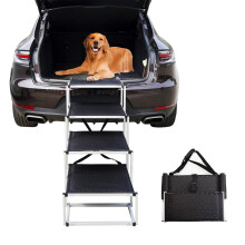 Bounabay Folding Dog Steps for Car | Dog Ramps for Cars, 75kg Load Capacity, Lightweight Aluminum Dog Stairs, Fits All Vehicles (SUV/Sedan) | Large &