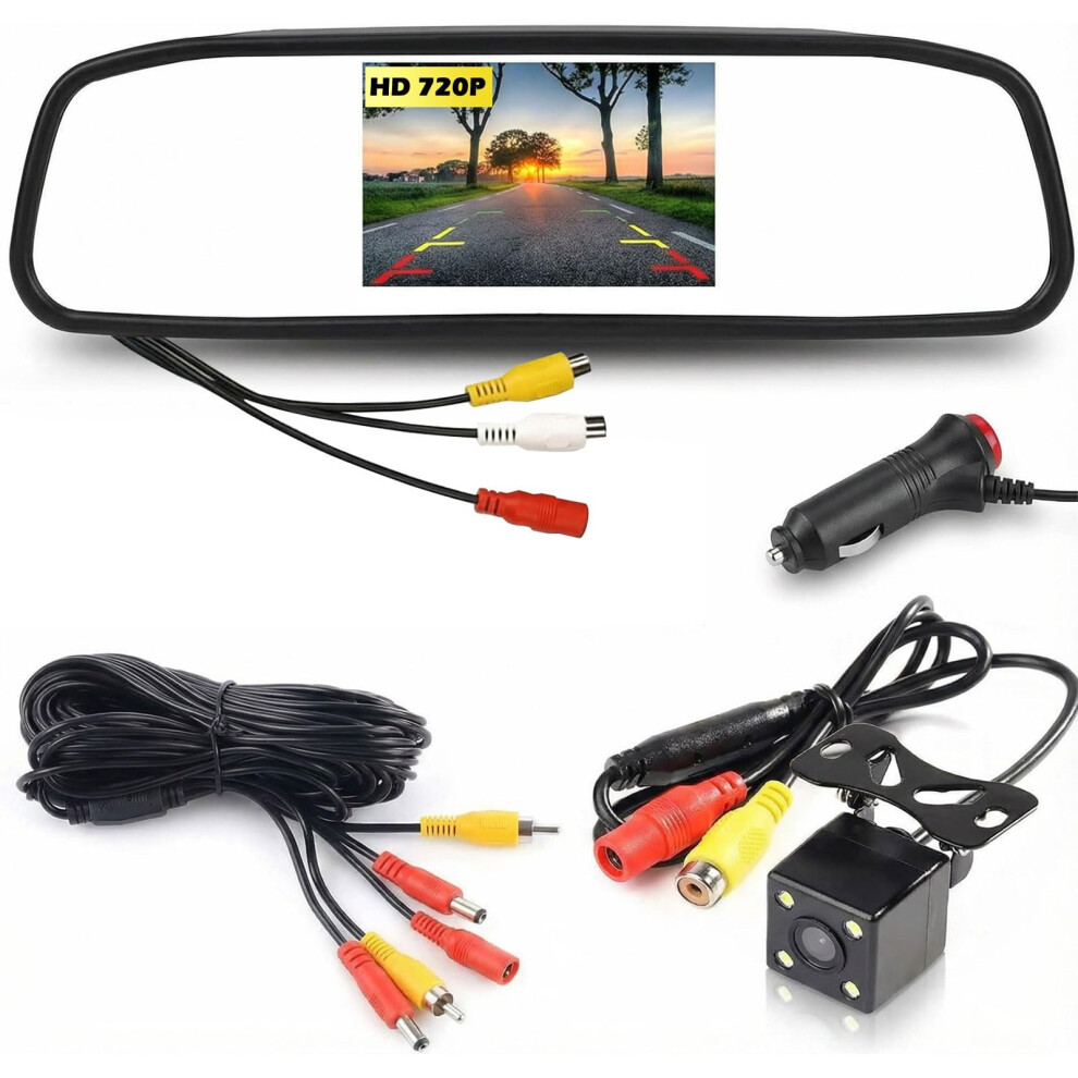 Wried Reversing Camera Kit 4.3 Inch Tft Lcd Car Rear View Mirror Monitor 4Leds Waterproof Night Vision Reverse Backup Rear View Camera 770523112992