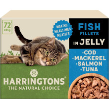 Harringtons Complete Wet Pouch Grain Free Hypoallergenic Adult Cat Food Fish in Jelly Pack 72x85g - Cod, Mackerel, Salmon & Tuna - Making Mealtimes Me