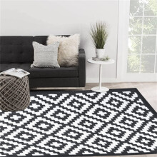 Enipate Geometric Outdoor Rugs for Garden Patios, 6x9ft Waterproof Reversible Decking Rug, Large Plastic Portable Woven Picnic Blankets Carpet Mat