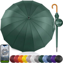 Royal Walk Windproof Umbrella Black Large 54 Inch Automatic Open for 2 Persons Stormproof for Men Women Classic Wooden Handle Lightweight Waterproof D