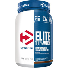 Dymatize Elite 100% Whey Rich Chocolate 942g - High Protein Low Sugar Powder + Whey Protein and BCAAs
