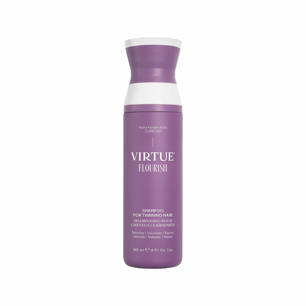 Photos - Hair Product Virtue Flourish Sulphate-Free Shampoo for Thinning Hair | Supports Hair Growth & Volume | Detoxifying Cleanser | Colour Safe