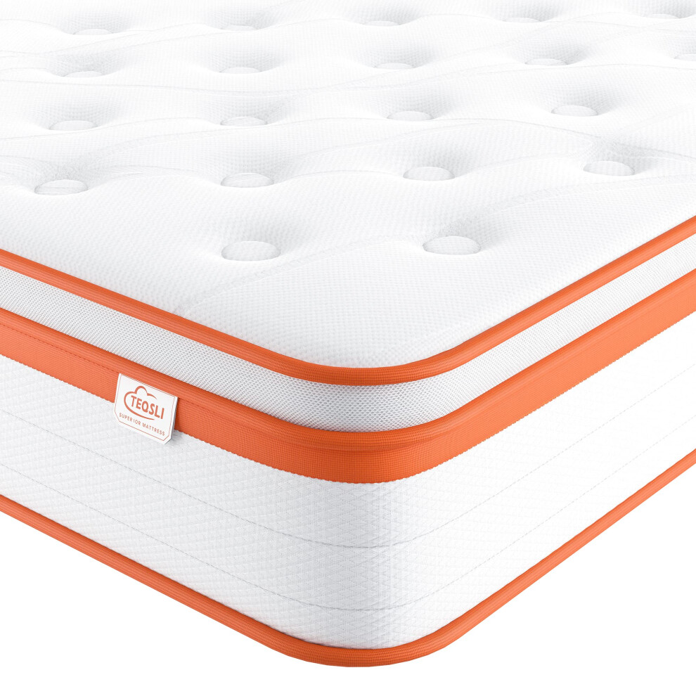 Single Mattress 3Ft, 10 Inch Gel Memory Foam 7 Zone Orthopedic Single Mattress Pocket Sprungs Wave Foam Hybrid - Medium Firm Motion - Isolation Teqsli