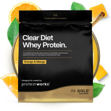 Protein Works | Clear Diet Whey Protein - Gold Innovation, Whey Protein Isolate Powder, Refreshing High Protein Drink, Orange & Mango, 40 Servings, 1k