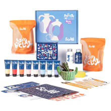 Sculpd Pottery Starter Kit - Complete Air Dry Clay + Painting Beginner Set for 2 Adults: Includes Sculpting Tools, Acrylic Paint, Brushes, Easy Guide
