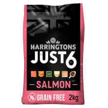 Harringtons Just 6 Complete Grain Free Dry Adult Dog Food Salmon 2kg (Pack of 4) - With Added Fresh Baked Bites