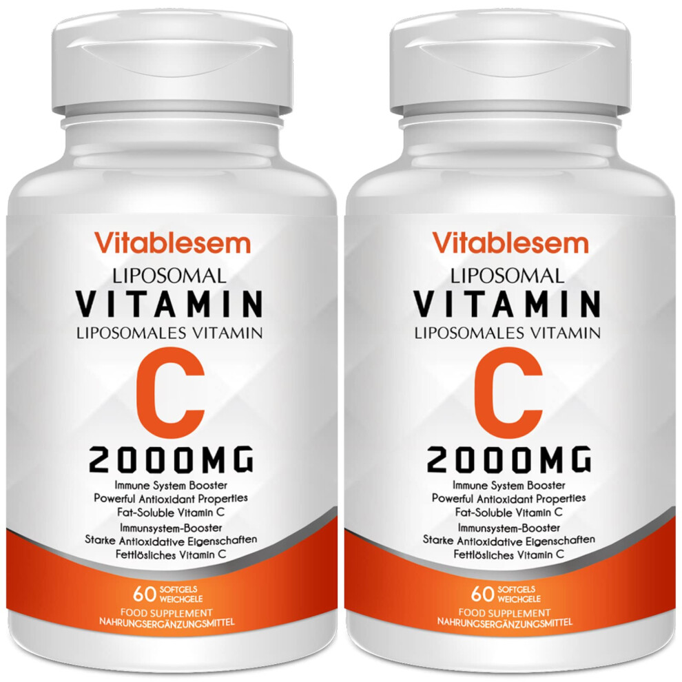 Vitablesem Liposomal Vitamin C Capsules 2000Mg (2 Pack) - High Strength Gluten Free & Ascorbic Acid - Immune Support Antioxidant Supplement - Non-Gmo