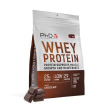 PhD Nutrition Whey Powder 1kg Chocolate – with 25g Informed Protein per Serving, enriched with Well-Tolerated Cultures
