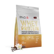 PhD Nutrition Whey Powder 1kg Vanilla, with 25g Informed Protein per Serving, Enriched with Well-Tolerated Cultures, Gluten-Free