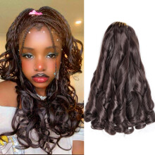French Curly Braiding Hair 16 Inch 8 Packs - Pre Stretched Bouncy Braiding Hair- Loose Wavy Synthetic Hair Extensions for Black Women (16 inch 8 packs
