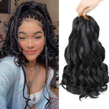 French Curly Braiding Hair 12 Inch 8 Packs - Pre Stretched Bouncy Braiding Hair- Loose Wavy Synthetic Hair Extensions for Black Women (12 inch 8 packs