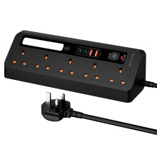 Desk Extension Lead with USB Slots, BOCHLION PD 35W + PD 20W Fast Charging Power Station with Night Light, 5 Way Plug Extension Socket Surge Protecto