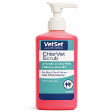 VetSet ChlorVet Scrub | Chlorhexidine 4% Antiseptic Scrub & Wash for Dogs | Veterinary Skin & Paw Cleanser for Cats, Horses & Animals | Hand Wash & P