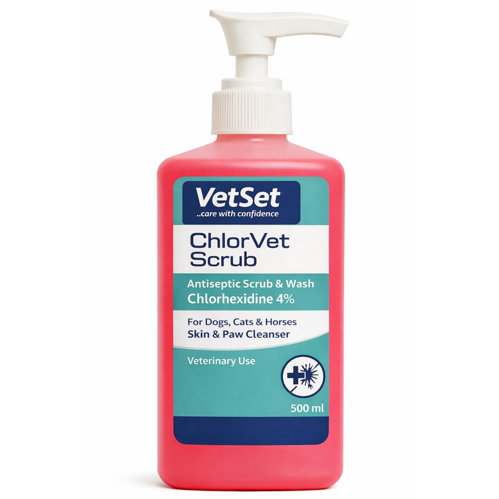 Vetset Chlorvet Scrub | Chlorhexidine 4% Antiseptic Scrub & Wash For Dogs | Veterinary Skin & Paw Cleanser For Cats, Horses & Animals | Hand Wash & P 54294806