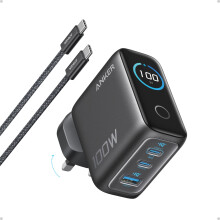 Anker Charger, 100W Max USB C Charger, 3-Port GaN and Ultra-Compact Wall Adapter, Smart Display and Touch Control, For MacBook, iPad, iPhone 17/16/15