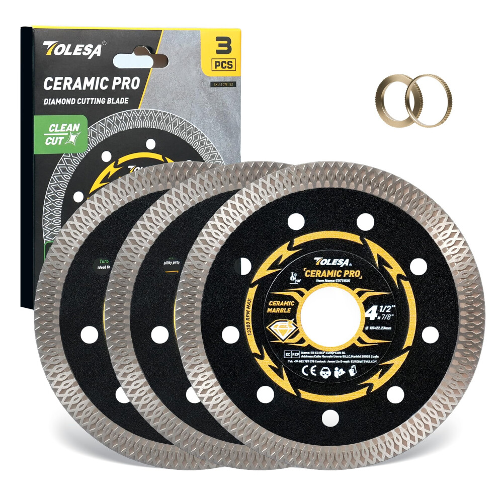 Tolesa 115Mm Diamond Cutting Disc, Super Thin Porcelain Cutting Disc For Angle Grinder, 4.5" Diamond Tile Cutting Disc For Marble And Granite 5051226931789