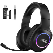 AOC Wireless Gaming Headset for PC, PS5/4, Switch, 2.4GHz Ultra-Low Latency & Bluetooth 5.4 & Wired, 7.1 Surround Sound, Noise Cancelling Mic, 239g L